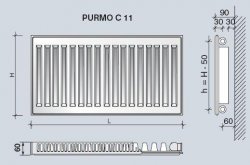 Grzejnik PURMO C11 wys.600 dł.600 593 W