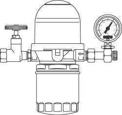 Toc-Duo-Plus" filtroodpowietrznik oleju opałowego 3/8" GW x 3/8" GZ, z filtrem wymiennym 25µm 