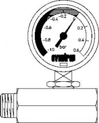 Oventrop Manometr podciśnieniowy z kształtką przyłączną, R 3/8 x Rp 3/8"