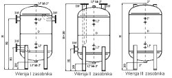 Zbiornik ciśnieniowy ZSC 400 dm3 PN06MPa, Tmax=100 stopni, ocynk/malowany