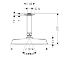 HANSGROHE Głowica deszczowa Raindance Classic AIR fi 240 mm dn 15 z ramiieniem prysznicowym100  mm kolor nikiel szczotk.