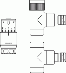 Oventrop Zestaw przyłączeniowy dekoracyjny  ( Głowica ,zawór zasilający , odcinający kątowe )