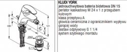 Kludi Bateria bidetowa York