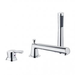 Kludi Trójotworowa bateria wannowo-natryskowa DN 15 do montażu na półce przy wannie, wylewka 220 mm