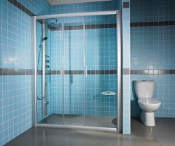 Drzwi prysznicowe Rapier czteroelementowe RDP4 - 150, profile satin 
