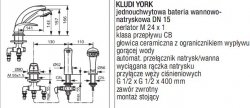 Bateria wannowo-natryskowa 3-otworowa York 