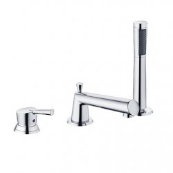 Trójotworowa bateria wannowo-natryskowa DN 15 do montażu na krawędzi wanny, wylewka 160 mm 