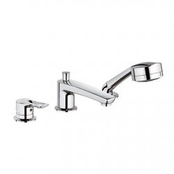Trójotworowa bateria wannowo-natryskowa DN 15 do montażu na krawędzi wanny, wylewka 160 mm 