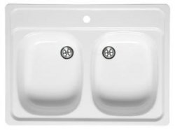 Zlewozmywak emaliowany ED dwukomorowy 800x600 1/o z ( z otworem na baterie) 