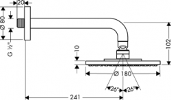 Głowica deszczowa Raindance AIR fi 180 mm ramię prysznicowe 383 mm 