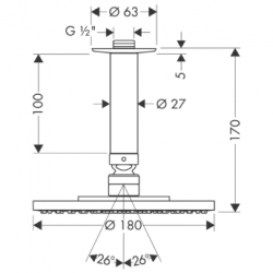 Głowica deszczowa Raindance AIR fi 180 mm przepływ 9,5 l/min. 