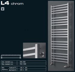 LUXRAD Grzejnik łazienkowy L-4chrom kwadrat 740x500 