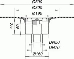 Korpus wpustu typ 61 HT o średnicy DN50/ DN70 Dall Bit 