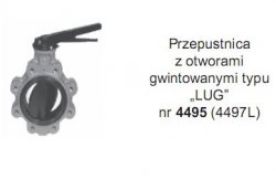 Przepustnica z otworami gwintowanymi typu Lug"nr 4495(4497L)z dyskiem żeliwnym  DN40 