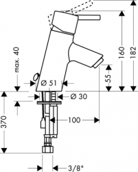 Bateria Talis S umywalkowa stojąca przyłącza 3/8" dn 15 z łanicuszkiem do korka dn 15 