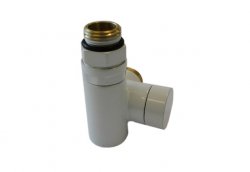 Zawór powrotny przystosowany do montażu grzałki elektrycznej Biały lewy ze złączką M22X1,5x15mm CU