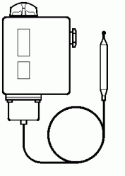 Termostat serii RT 101 zakres 25-90 st. mechaniczna różnica załączeni 3,5-20 st.max temp.czujnika 300 st.