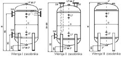 AULIN Zbiornik ciśnieniowy ZSN 300 dm3 PN06MPa, Tmax=100 stopni, stal nierdzewna 