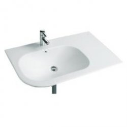 Umywalka asymetryczna z blatem ceramicznym po prawej 90x49 cm Nexo, biała 